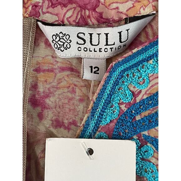 NWT! Sulu Collection Women's Tunic Blouse. V-Neck. Embroidered. Silk blend. 12 - Picture 3 of 5